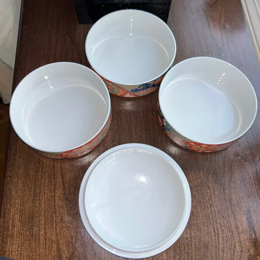 New Japanese Arita Ware Three-Tiered Food Box Stacking Bowl Gumps Imari Karakusa
